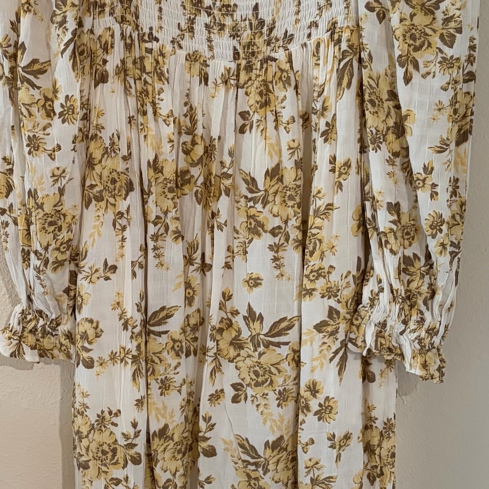 Free People Off-Shoulder Floral Dress in Cream and Gold - Picture 5 of 5